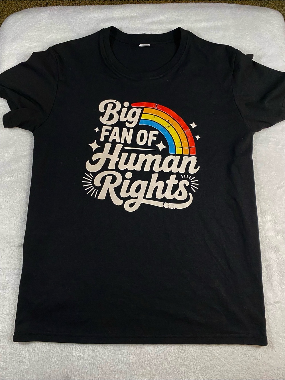 Big Fan of Human Rights" Graphic Tee – Size M